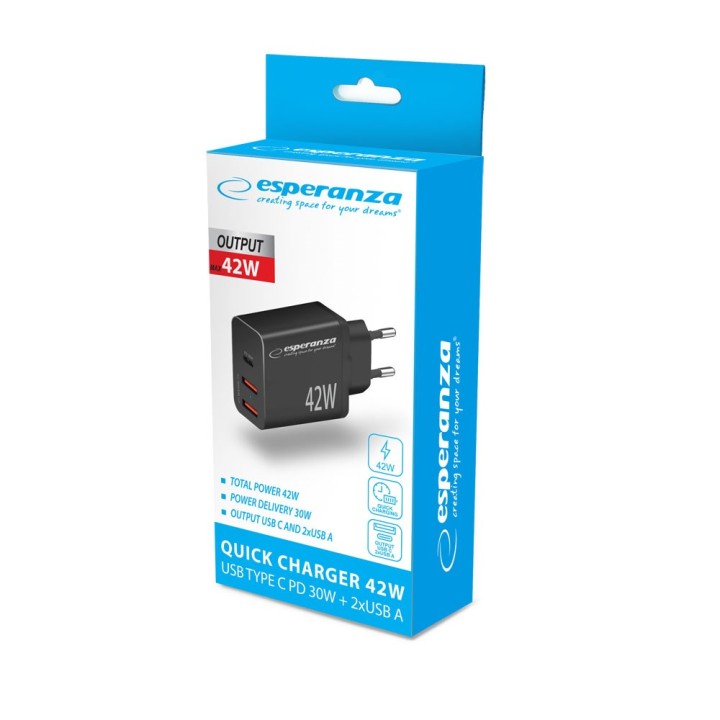 Esperanza EZC106K caricabatterie da rete 42W nero