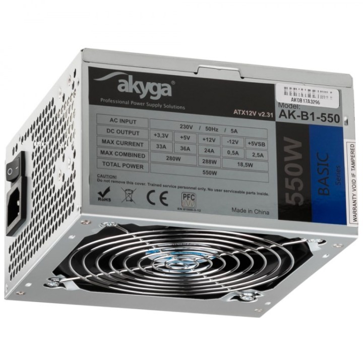 Akyga AK-B1-550 alimentatore 550 W 20+4 pin ATX ATX grigio