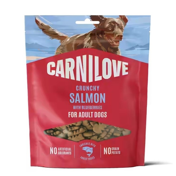 CARNILOVE Crunchy Salmone con mirtilli - snack per cani - 200g
