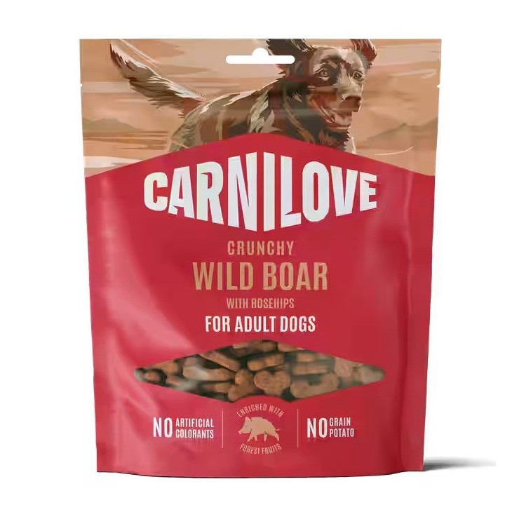 CARNILOVE Crunchy Cinghiale con bacche di rosa canina - snack per cani - 200g