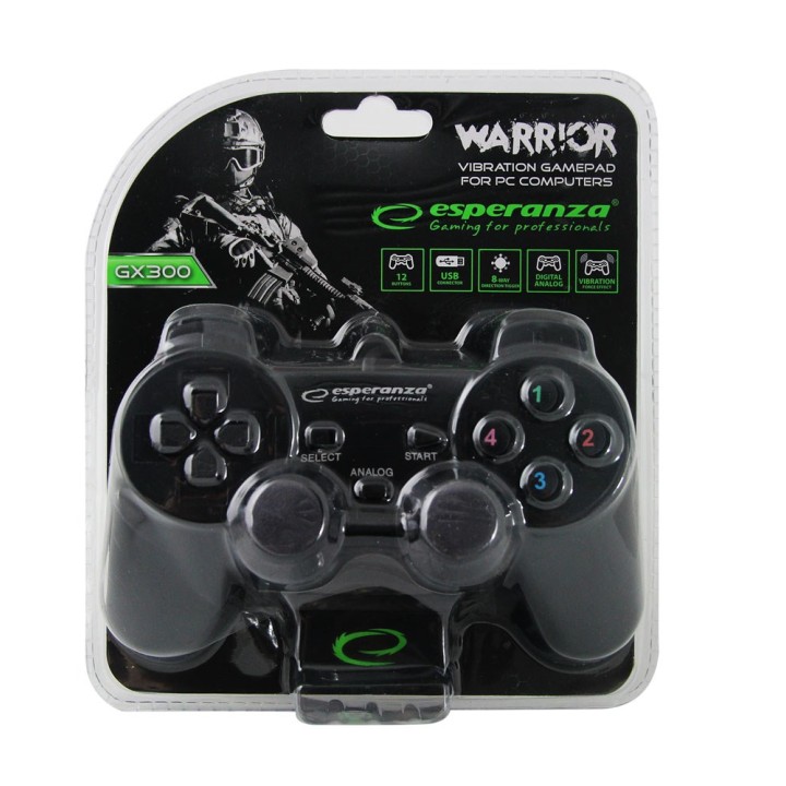 Esperanza EG102 controller gaming nero USB 2.0 gamepad analogico/digitale PC Playstation 3