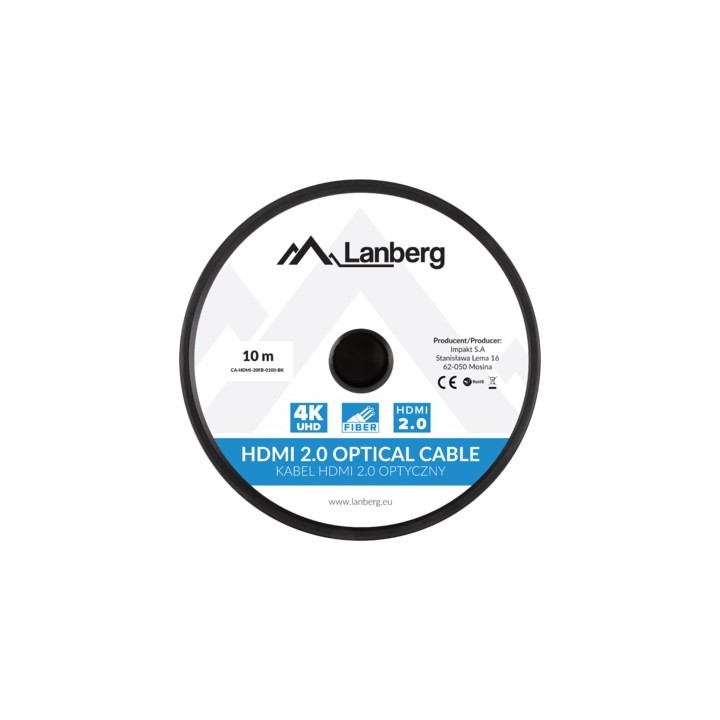 LANBERG HDMI CAVO M/M V2.0 10M OPTICAL AOC NERO CA-HDMI-20FB-0100-BK