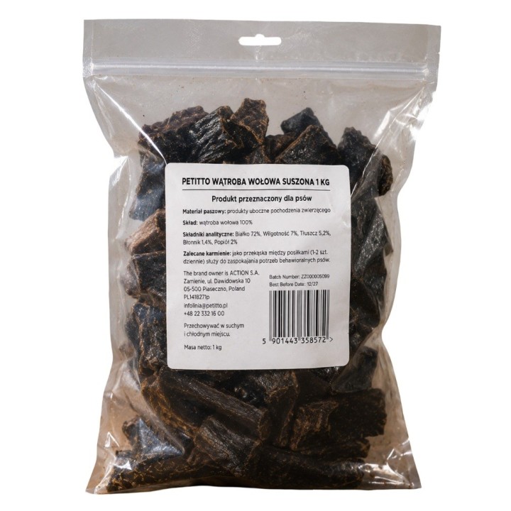 PETITTO Fegato di manzo essiccato Mono - snack per cani - 1kg