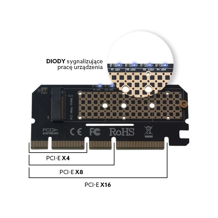 Adattatore scheda di espansione M.2 NVMe M-Key PCI-E Savio AK-41