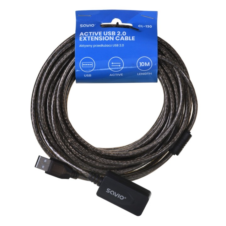 SAVIO CL-130 USB prolunga porta attiva 10m USB 2.0-A maschio USB 2.0-A femmina nero