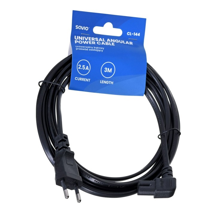 SAVIO CL-144 Cavo di alimentazione nero 3 m angolato