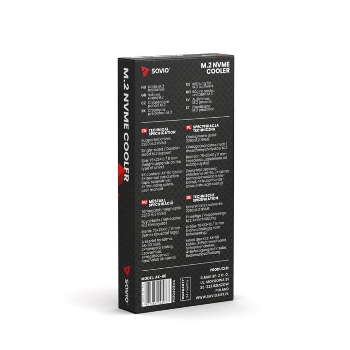 SAVIO Raffreddamento per unità M.2 NVME 2280 AK-60 nero