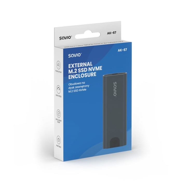 Savio M.2 SSD NVMe case esterno USB-C 3.1 AK-67 grigio
