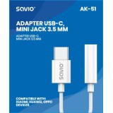 USB Type 3.1 C (M) – Jack 3.5mm (F) adattatore audio bianco SAVIO AK-51