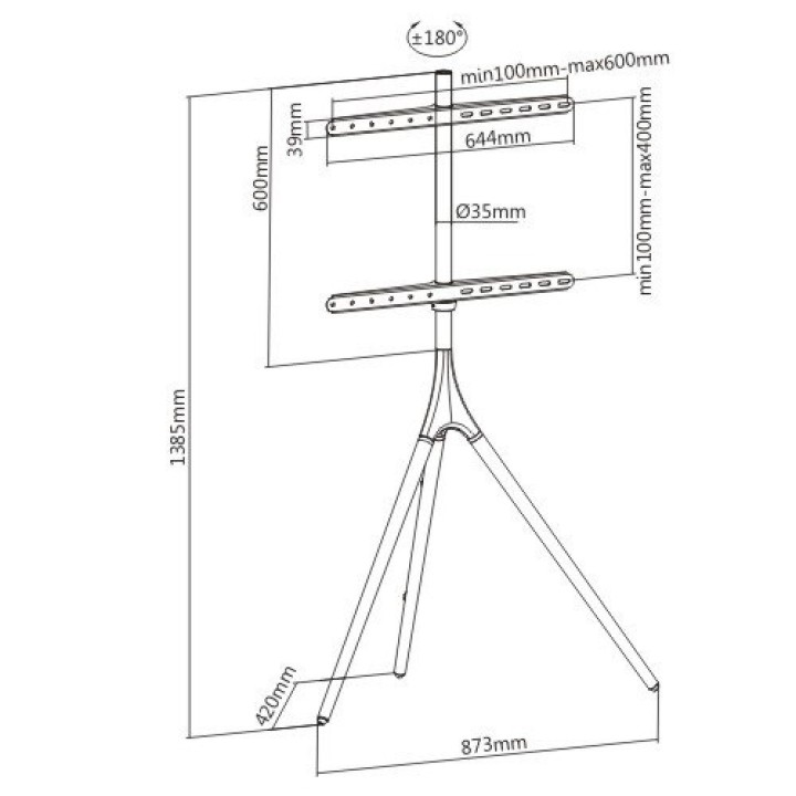 Supporto Techly ICA-TR18SAM TV 165.1 cm (65 ) noce