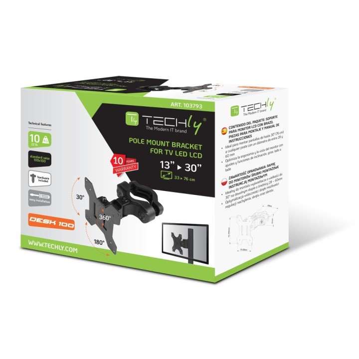 Techly ICALCD100BK Scrivania nera