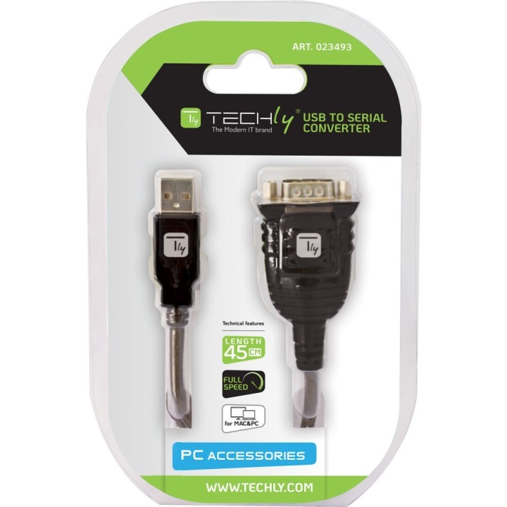 Adattatore convertitore Techly USB a seriale in blister IDATA USB-SER-2T
