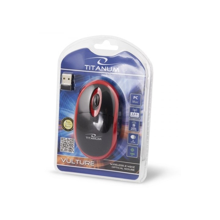 Titanum TM116E Mouse wireless 3D 2.4GHZ nero / rosso