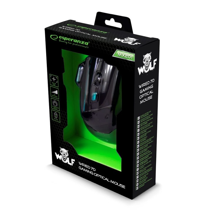Esperanza EGM201B Mouse USB Type-A Ottico 2400 DPI destrorso