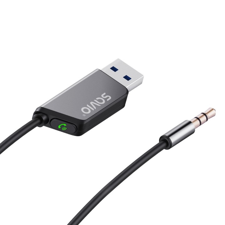 Savio TR-16 Adattatore trasmettitore AUX con funzione vivavoce Bluetooth 5.3 Google Assistant/Siri