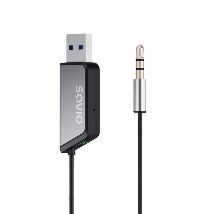 Savio TR-16 Adattatore trasmettitore AUX con funzione vivavoce Bluetooth 5.3 Google Assistant/Siri