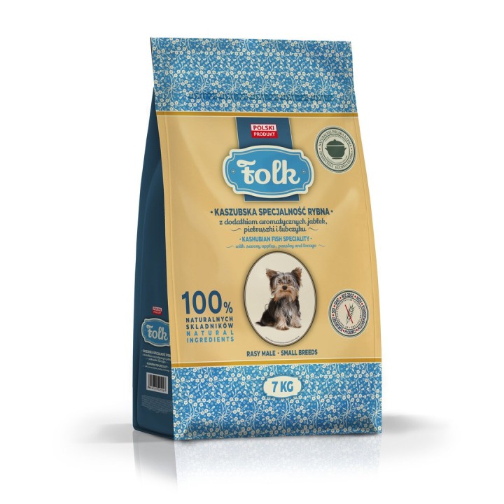 FOLK Razze piccole Specialità di pesce stile Kashubian con mele prezzemolo e levistico - cibo secco cani - 7kg