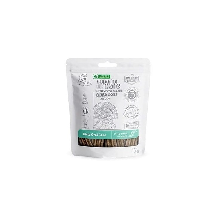 NATURE'S PROTECTION SC White Dogs Adult Daily Oral Care Insetti - snack per cani - 150 g