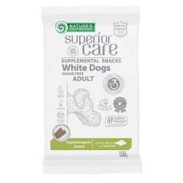 NATURE'S PROTECTION SC White Dogs Grain Free Adult Hypoallergenic Dental Pesce bianco - snack per cani - 150 g