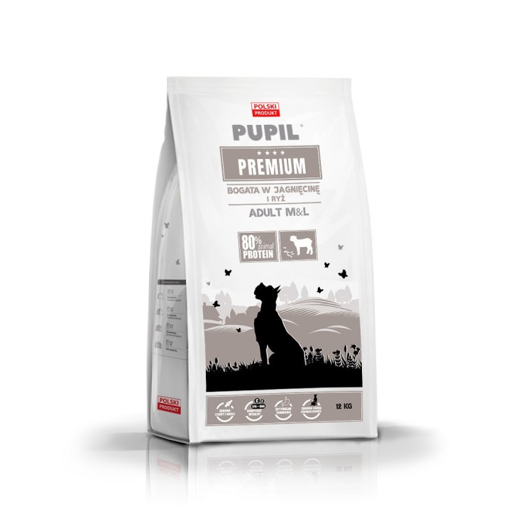 PUPIL Premium Razze medie e grandi Ricco di agnello e riso - cibo secco cani - 12kg