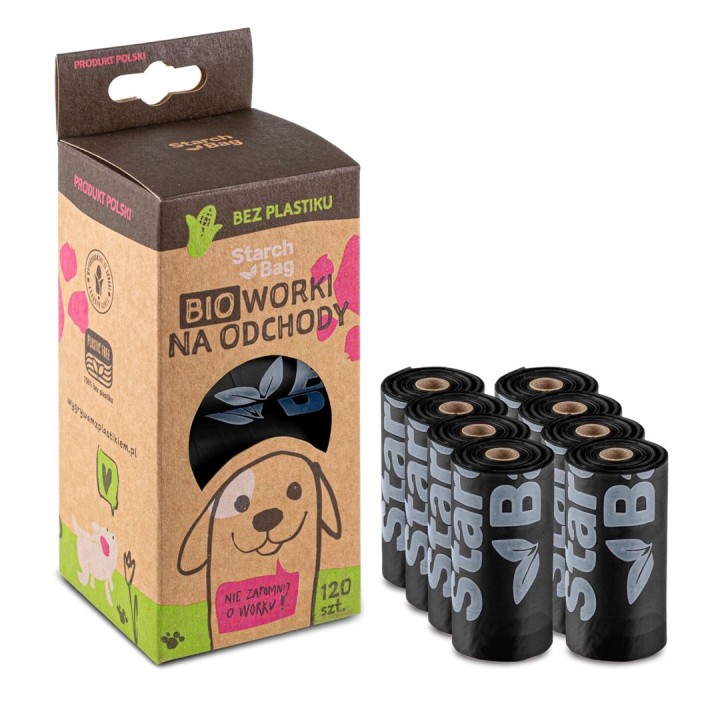 STARCHBAG BIO sacchetti compostabili per rifiuti nero – 8x15 pz