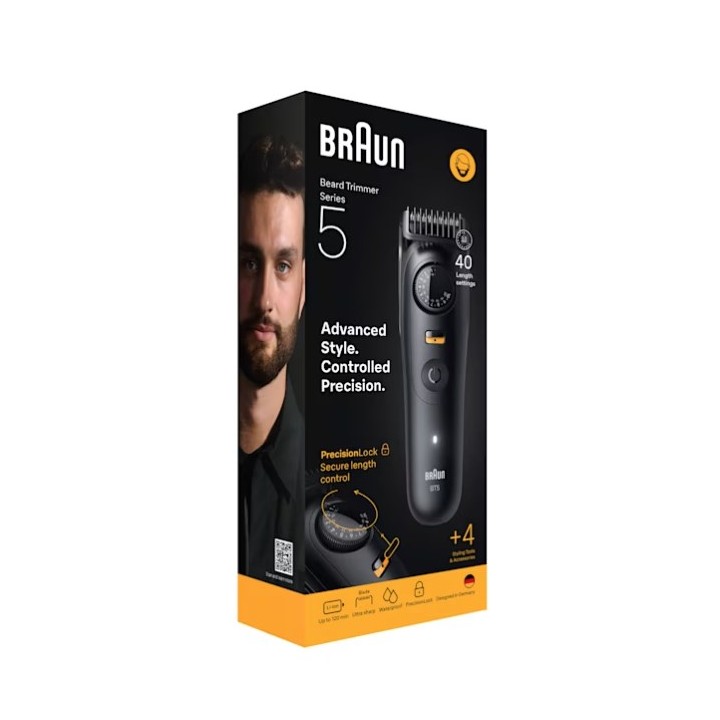 Braun BeardTrimmer 5 BT5520 Regolabarba a batteria 40 2 cm Bagnato & Secco nero