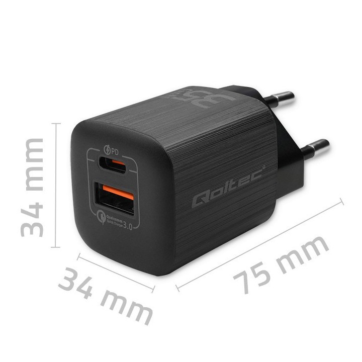 Qoltec 50764 caricatore dispositivi mobili laptop console portatile da gioco power bank smartphone smartwatch tablet nero AC ric