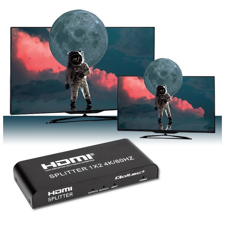 Qoltec 51797 Active HDMI Splitter 2 x HDMI 4K x 2K | 6Gb/s | 60Hz