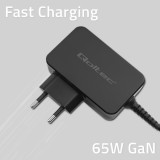 Qoltec 52386 GaN POWER PRO caricabatterie | 1xUSB-C | 65W | 5-20V | 3-3.25A | nero