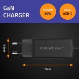 Qoltec 52420 90W GaN caricabatterie super veloce| 5-20V | 3-4.5A | USB-C 3.1