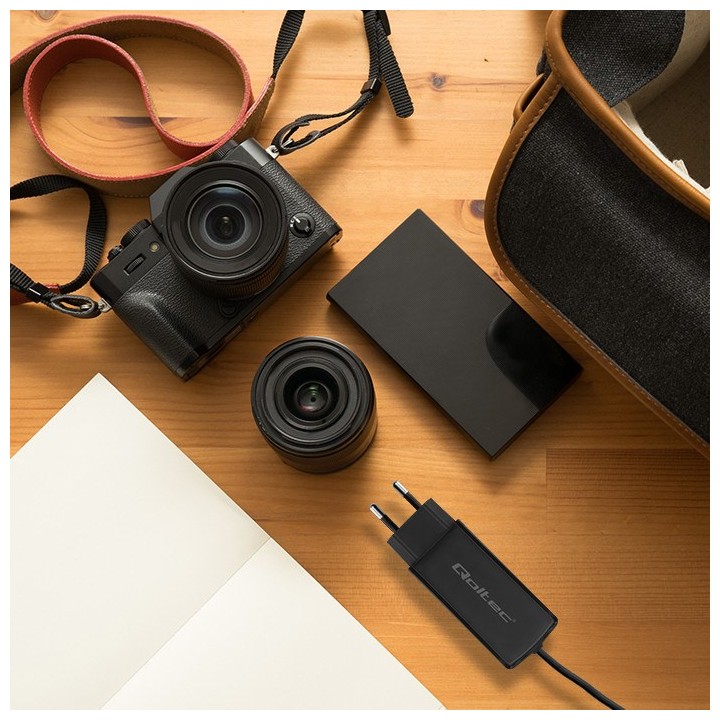 Qoltec 52420 90W GaN caricabatterie super veloce| 5-20V | 3-4.5A | USB-C 3.1