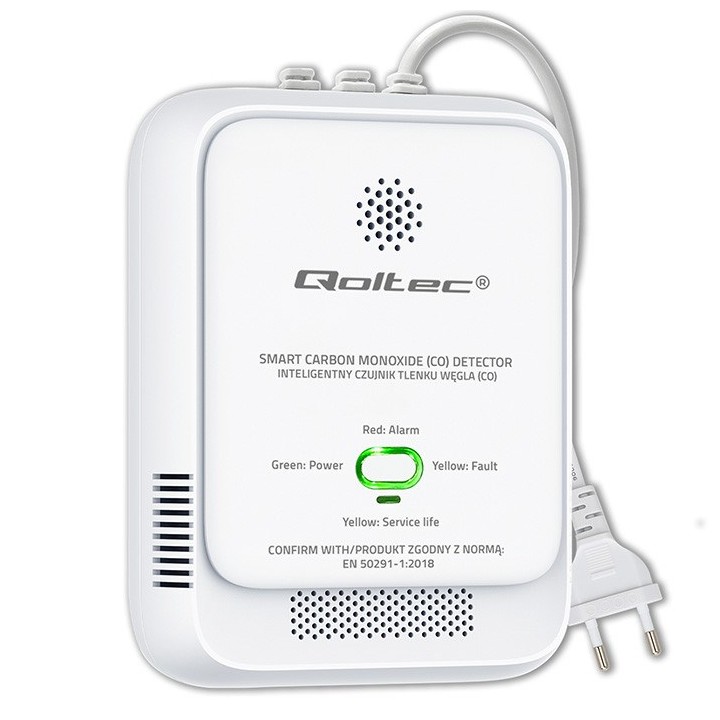 Qoltec 52576 sensore di monossido di carbonio | rilevatore CO | allarme 85dB | LED