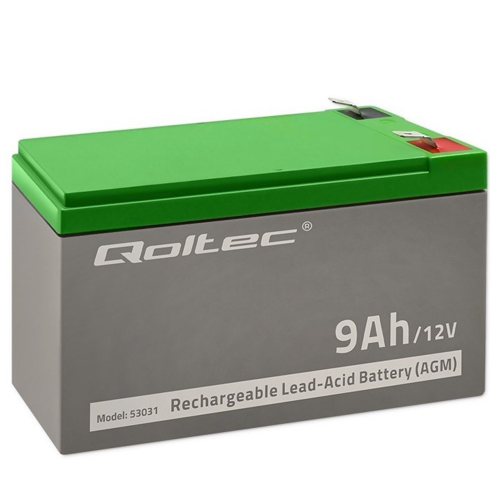 Qoltec 53031 AGM batteria | 12V | 9Ah
