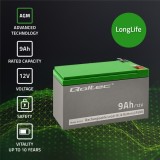 Qoltec 53031 AGM batteria | 12V | 9Ah