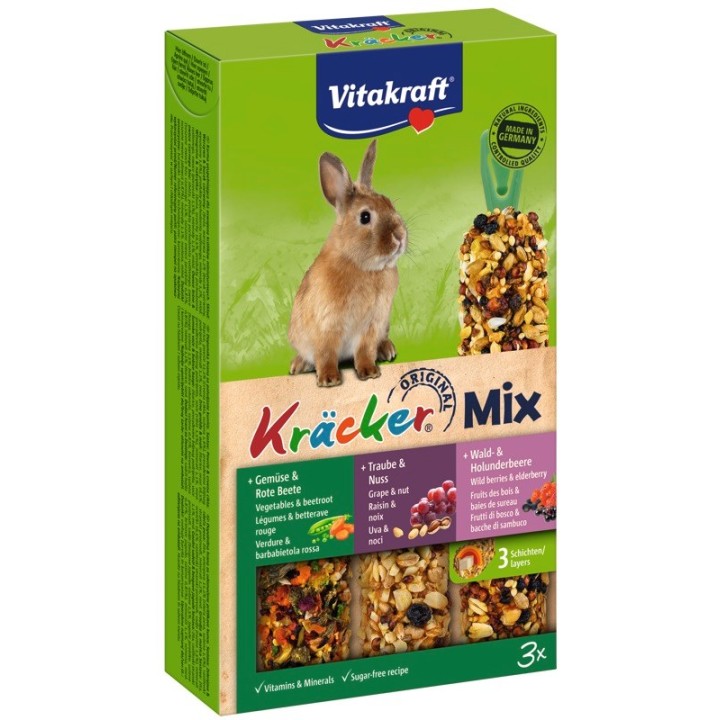 VITAKRAFT KRACKER frutti di bosco/noci/verdure - snack per conigli - 3 pezzi