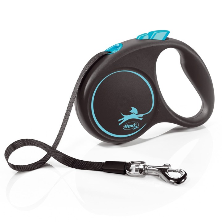 Flexi Guinzaglio automatico Design nero S 5 m blu