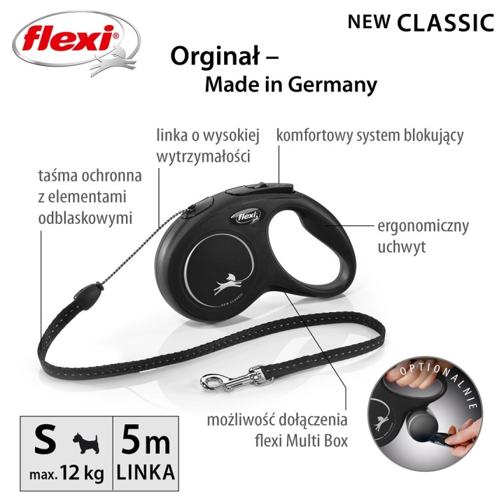 Flexi Guinzaglio retrattile per cani New CLASSIC 5 m nero