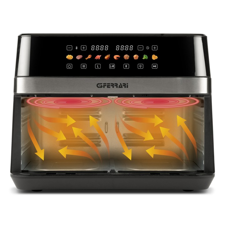 G3 Ferrari G10223 friggitrice Doppia 12 L Autonoma 2200 W Friggitrice ad aria calda Nero Acciaio inossidabile