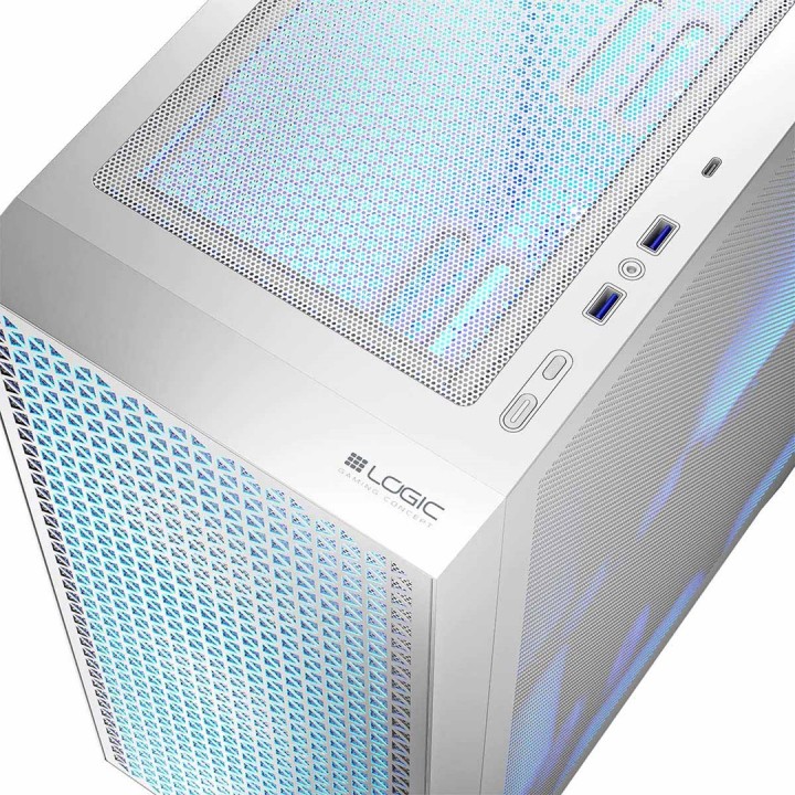 Logic DART PRO ARGB MIDI USB-C PC Case bianco