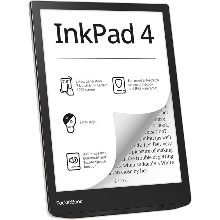 PocketBook InkPad 4 Lettore e-book Touchscreen 32 GB Wi-Fi nero argento