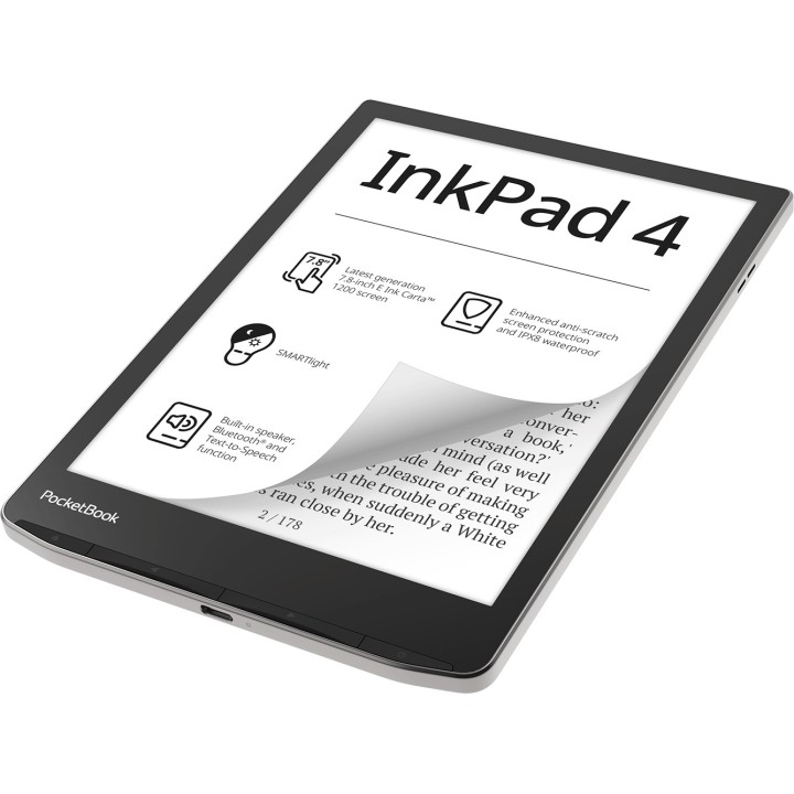 PocketBook InkPad 4 Lettore e-book Touchscreen 32 GB Wi-Fi nero argento