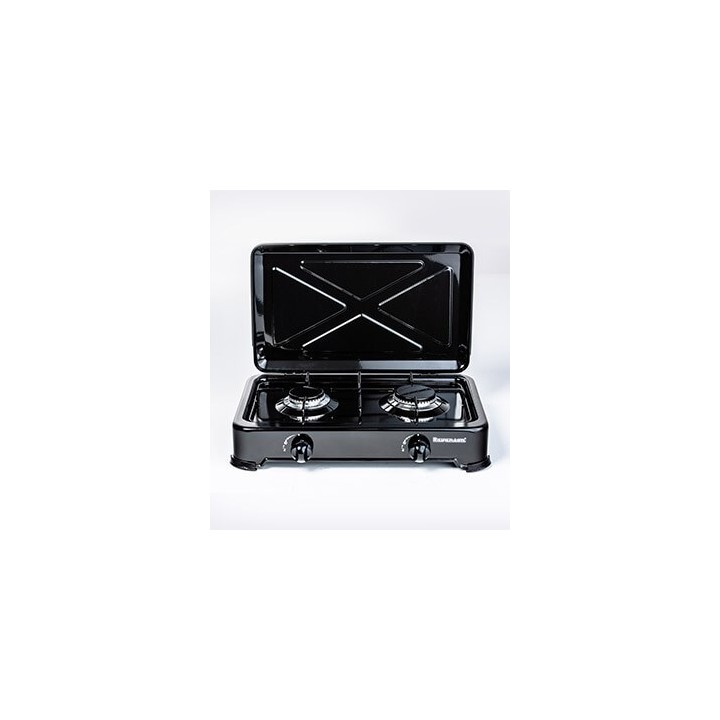 Piano cottura a gas da banco Ravanson K-02TB [nero, 2 zona(e)]