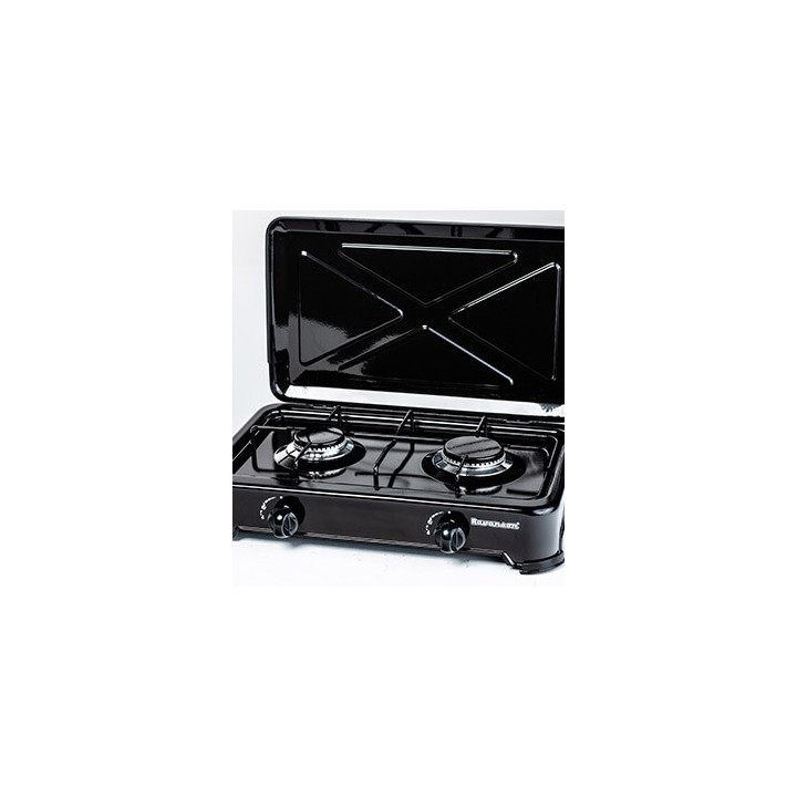 Piano cottura a gas da banco Ravanson K-02TB [nero, 2 zona(e)]