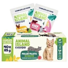 ANIMAL ISLAND Everyday Filetti di manzo e pollo in brodo - cibo umido per gatti - 40 x 85g