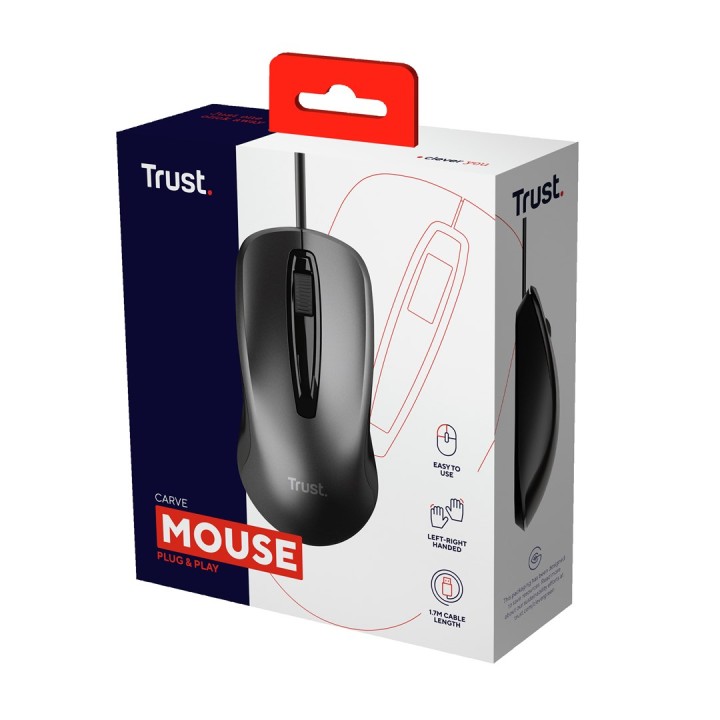 Trust Carve mouse Ufficio Ambidestro USB Type-A Ottico 1200 DPI