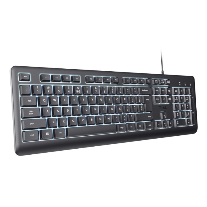 Trust Primo Beleuchtete tastiera Casa/Ufficio USB QWERTY US Inglese Nero