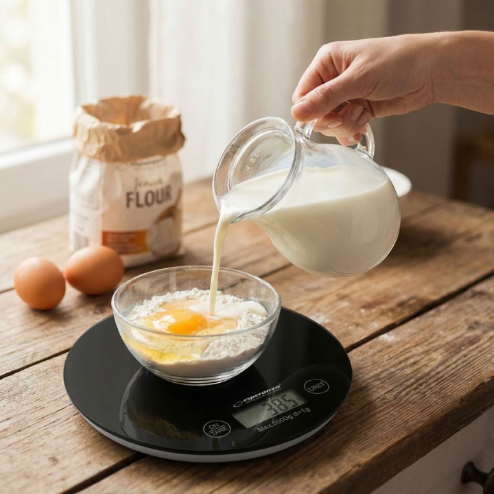Esperanza EKS003K Bilancia da cucina nera rotonda da bancone bilancia elettronica