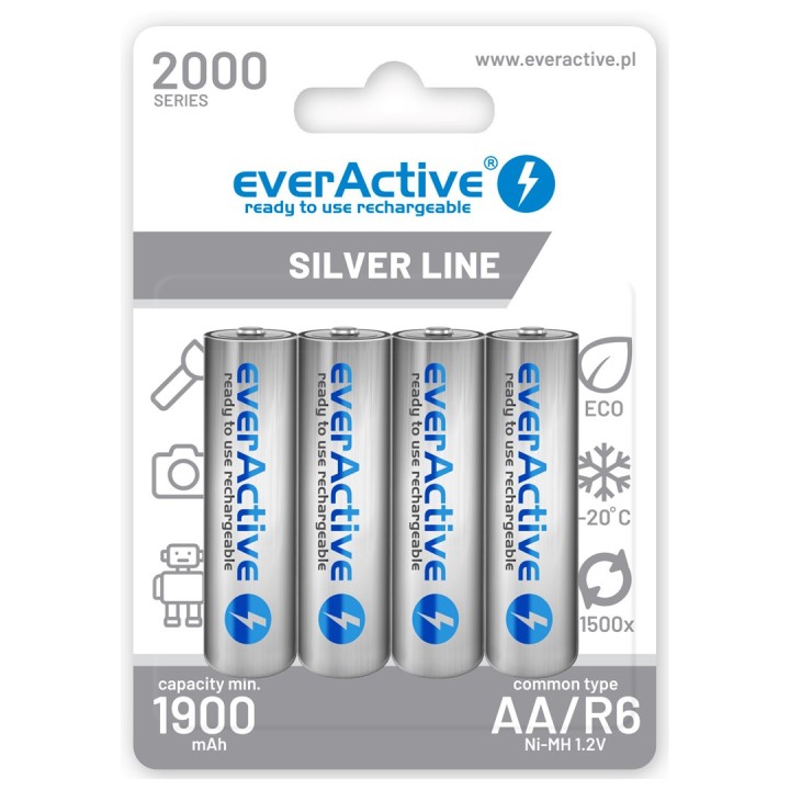 Batterie ricaricabili everActive Ni-MH R6 AA 2000 mAh Silver Line