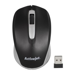 Activejet AMY-313 mouse wireless USB (ottico, 1200 DPI, nero e grigio)
