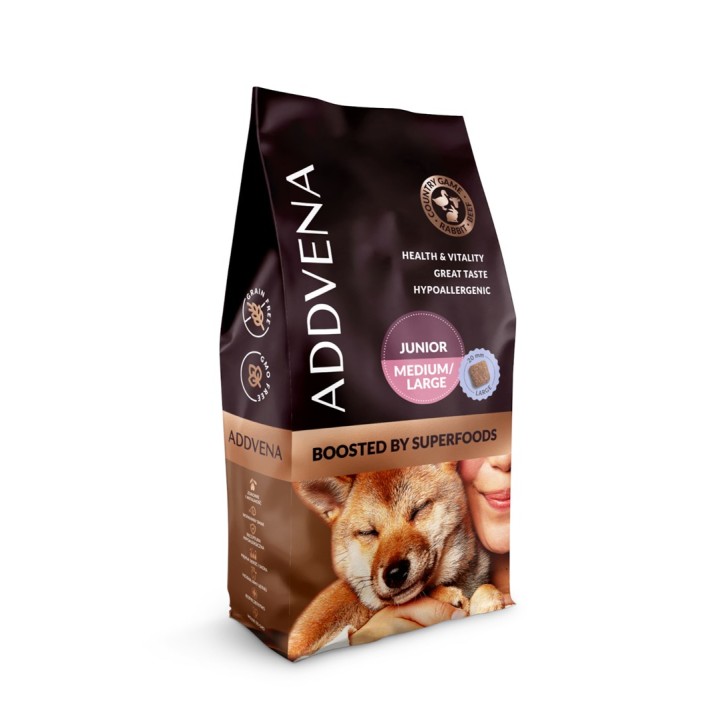 ADDVENA Boosted by superfoods Junior Medium/Large Manzo - cibo secco per cani - 10kg